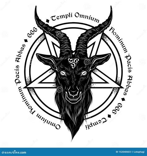 Demon Goat Head. Satanic Goat Head. Binary Satanic Symbol. Vector ...