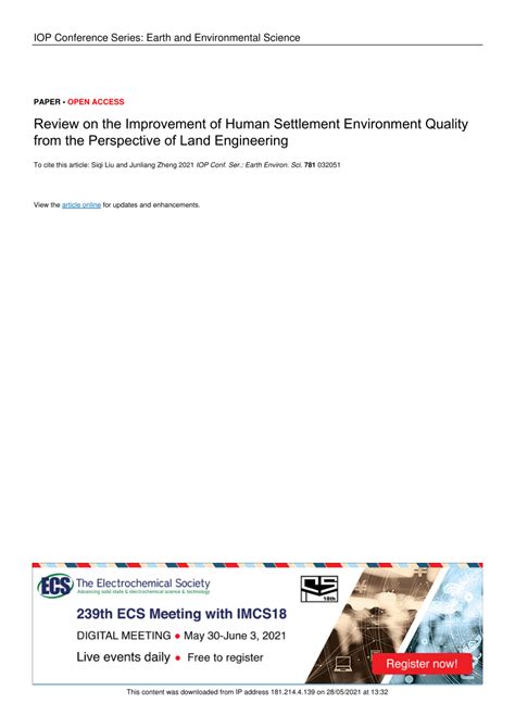 (PDF) Review on the Improvement of Human Settlement Environment Quality from the Perspective of ...