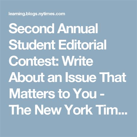 Second Annual Student Editorial Contest: Write About an Issue That ...