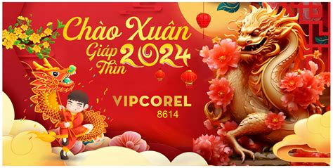 Backdrop chào xuân Giáp Thìn 2024 #8 file corel | Thư viện file thiết ...