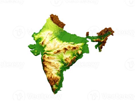 India Map Shaded relief Color Height map 3d illustration 36271258 PNG