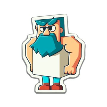 Cartoon Character With A Beard On A Grey Background Vector Clipart, Sticker Design With Cartoon ...