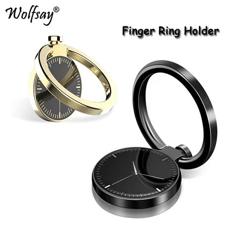 Wolfsay Luxury 360 Degree Metal Finger Ring Holder Smartphone Mobile Phone Finger Stand Holder ...