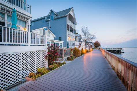 Waterfront Houses and Boardwalk, in North Beach, Maryland. Editorial ...