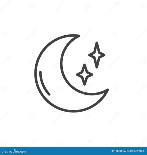 Moon and Stars Outline Icon Stock Vector - Illustration of icon, sign: 126386467