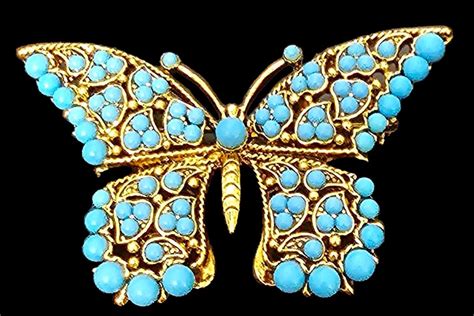 Kenneth ©Lane Turquoise Butterfly Pin - j270623 | Eclectic Vintage