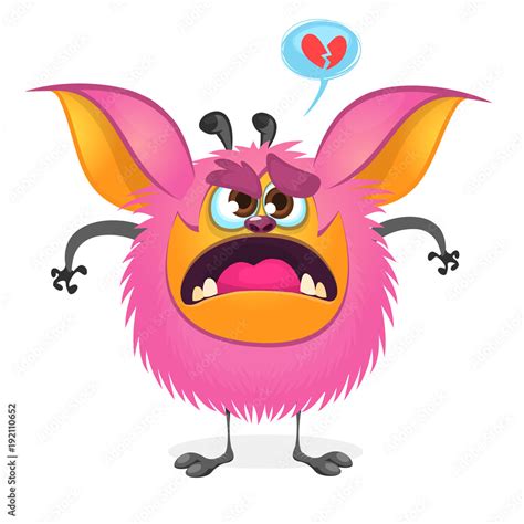 Angry cartoon fat pink monster. Vector illustration of a monster ...