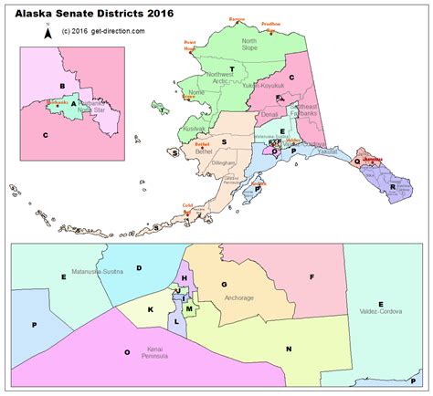 Map of Alaska Senate Districts 2016