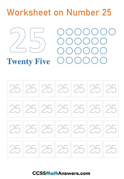 Printable Worksheet on Number 25 | Kindergarten Number Twenty Five ...