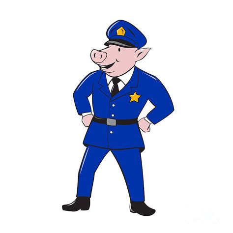 Policeman Pig Sheriff Cartoon Digital Art by Aloysius Patrimonio | Pixels