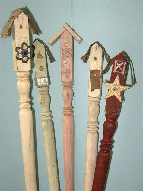 Bird House stakes | Spindle crafts, Garden art crafts, Outdoor crafts