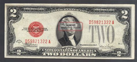 Antique 1928f $2 Dollar Bill Us Note Paper Money Old Currency Large Red Seal