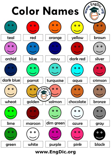 List Of Colors – 30 Color Names List with Pictures - EngDic