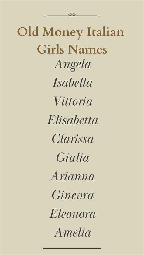 OLD MONEY ITALIAN NAMES FOR GIRLS | Nomes de personagens, Lista de nomes, Palavras com ...