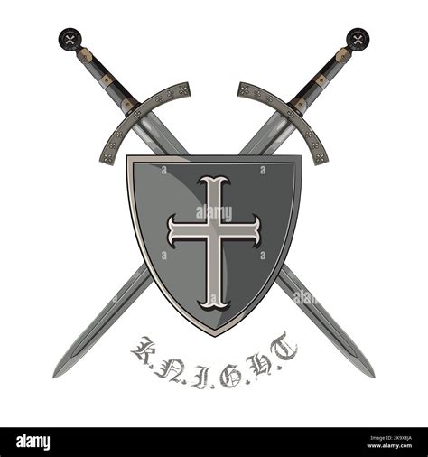 Knight sword. Two crossed knight of the sword and medieval heraldic shield Stock Vector Image ...