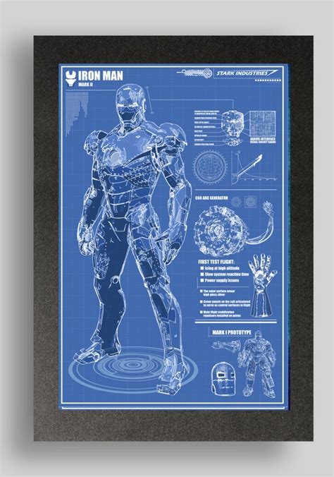 Iron Man Mark 2 Suit Blueprints 16x24 by RyanHuddle on Etsy