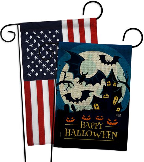 Halloween Night Burlap - Impressions Decorative USA Applique Garden Flags Pack G - Flags