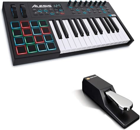 MIDI Controller Bundle | 25 Key USB MIDI Keyboard Controller with 16 Drum Pads, Sustain Pedal ...