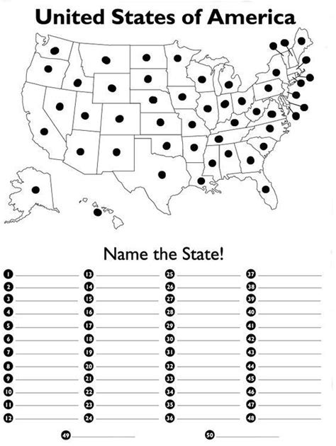 Printable Blank Us Map Quiz - Customize and Print