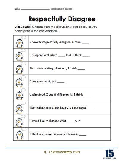 Discussion Stems Worksheets - 15 Worksheets.com