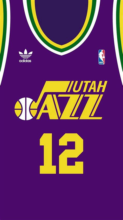 Utah Jazz, 12, basketball, jersey, mailman, malone, purple, salt lake city, stockton, HD phone ...
