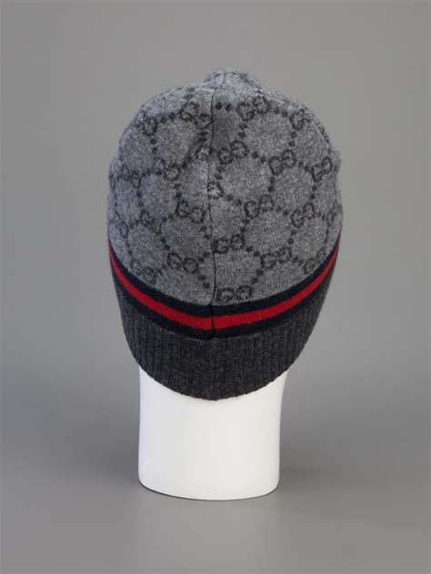 Gucci Monogram Beanie Hat in Grey (Gray) - Lyst