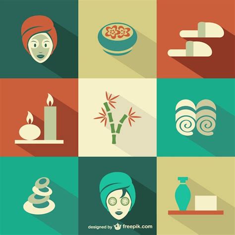 Free Vector | Spa flat icons set