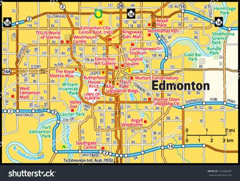 Edmonton, Alberta Area Map Stock Vector Illustration 151046297 ...