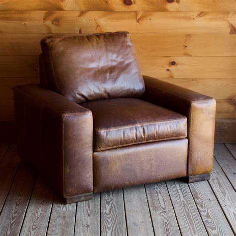 Taylor Leather Lounge Chair | Oversized Leather Lounge Chair with Track Arms – Dartbrook Rustic ...