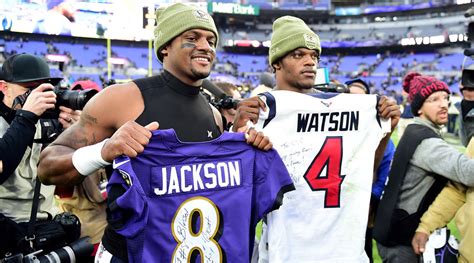 Texans QB Deshaun Watson gives Ravens' Lamar Jackson 'MVP' jersey ...