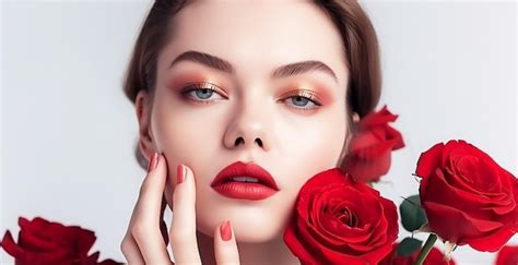 Premium AI Image | Fashion Woman with flowers Model girl face with ...