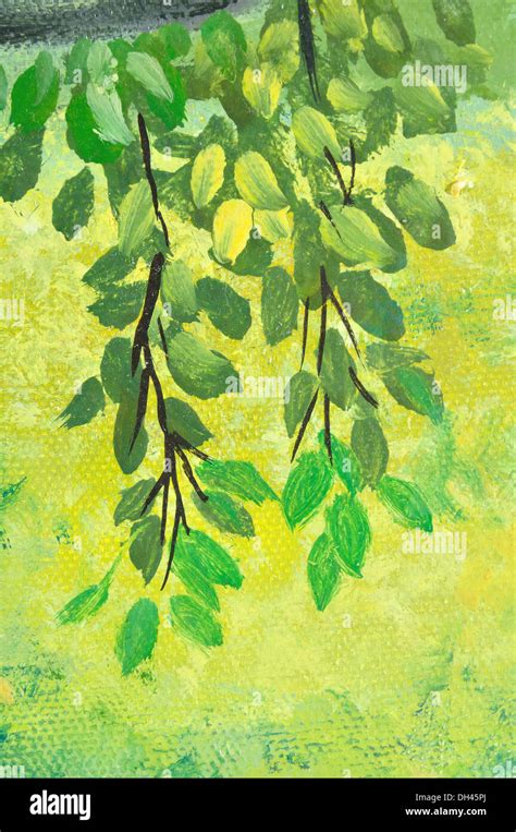 painting of green leaves , leaf painting Stock Photo - Alamy