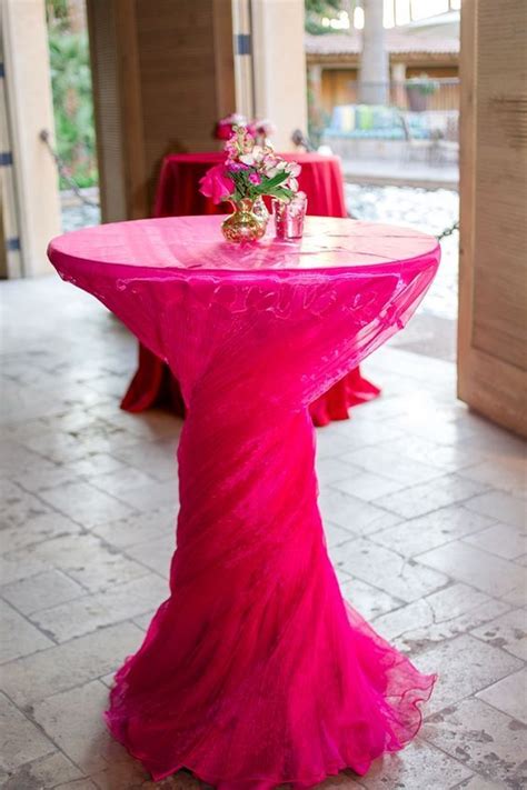 Fuchsia Pleated Cocktail Table Linen |Erica Velasco Photography Cocktail Table Decor, Cocktail ...