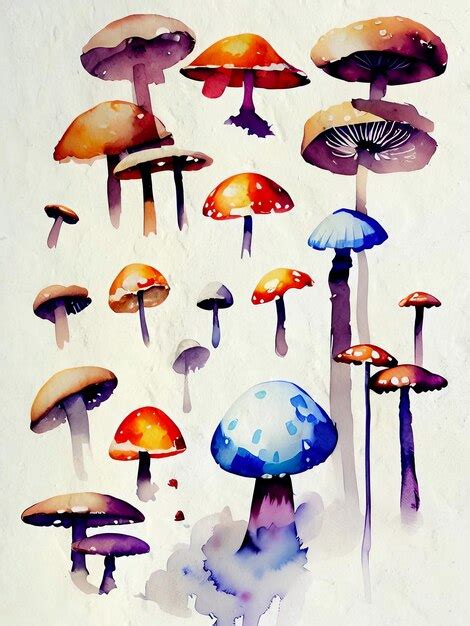 Premium AI Image | Watercolor Mushroom Painting Illustrated Art