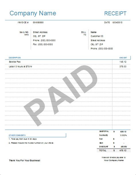 18 Free Receipt Of Payment Templates in Word Excel PDF formats Invoice Format In Excel, Invoice ...