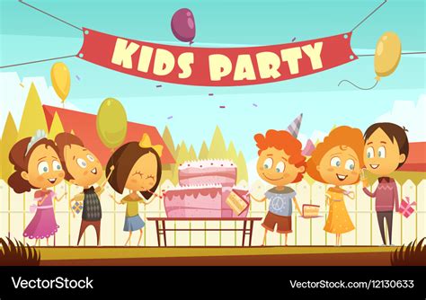 Kids Party Cartoon Background Royalty Free Vector Image