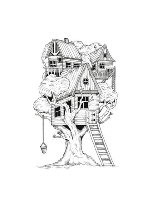 Tree House Coloring Page - Free Printable Coloring Pages for Kids