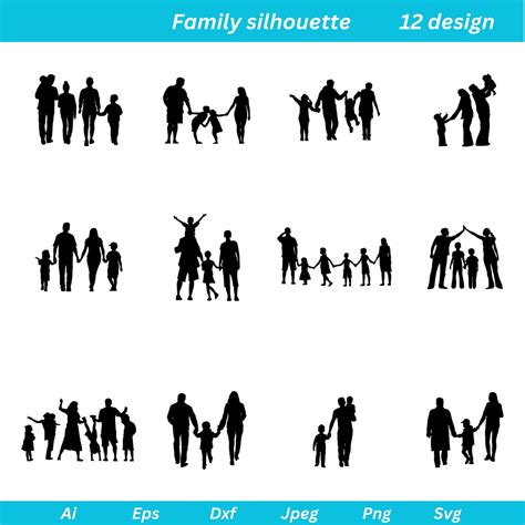 Family Silhouette, Family Svg, Family SVG Bundle, Family Clipart, Fathers Svg, Father and ...