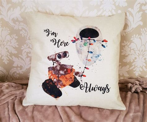 Disney Wall-e and Eva Quote Im Here Always Couple Love Inspired Cushion Cover Throw Pillow 45 Cm ...