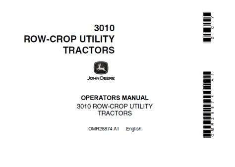 John Deere 3010 Row-Crop Utility Tractors Operator’s Manual - Service Repair Manual