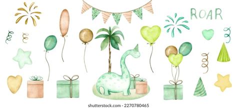 Watercolor Illustration Cute Baby Dinosaur On Stock Illustration 2270780465 | Shutterstock