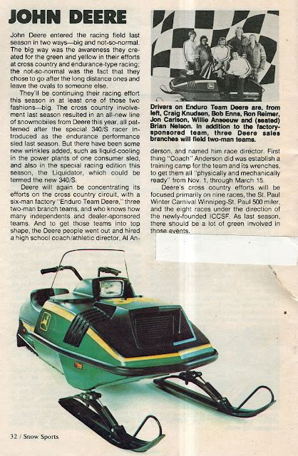 CLASSIC SNOWMOBILES OF THE PAST: 1976 JOHN DEERE RACING SNOWMOBILE