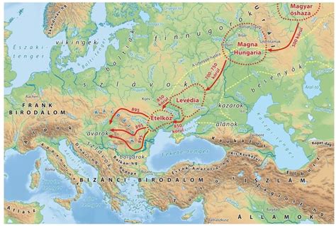 Migration of the Hungarian tribes from the Ural Mountains to the Carpathian Basin. [1691 x 1142 ...