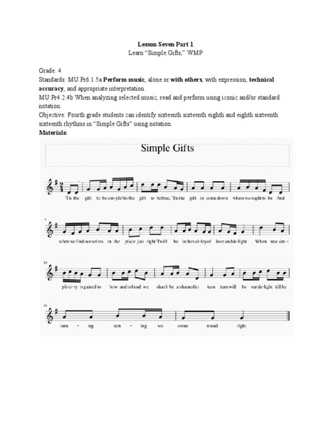 Simple Gifts Lesson | PDF | Performing Arts | Musical Compositions