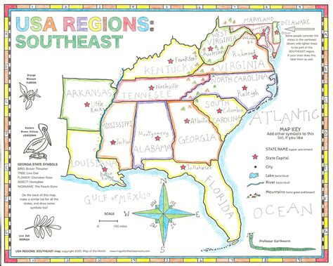 Southeastern States Map With Capitals