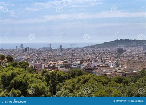 Aerial view of Barcelona stock image. Image of city - 119969141