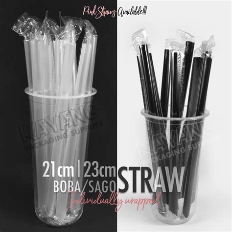 Milk Tea Straw, Sago Straw (21cm / 23cm) Individually sealed [50 pcs & 100 pcs] Boba Straw ...