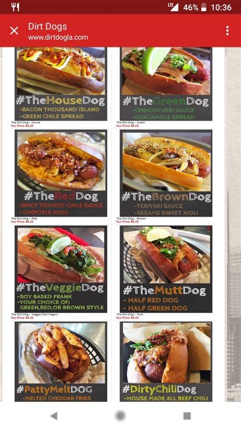 Menu at Dirt Dog restaurant, Las Vegas, S Rainbow Blvd #100