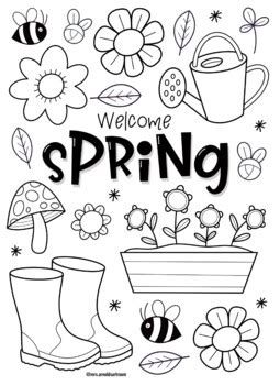 Welcome Spring Coloring Page by Mrs Arnolds Art Room | TpT