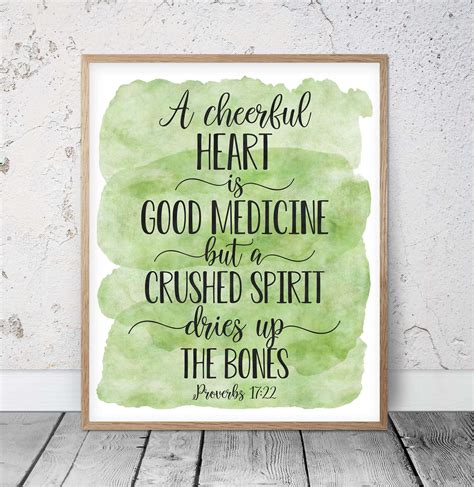 "A Cheerful Heart Is Good Medicine, Proverbs 17:22" Bible Verse Poster ...